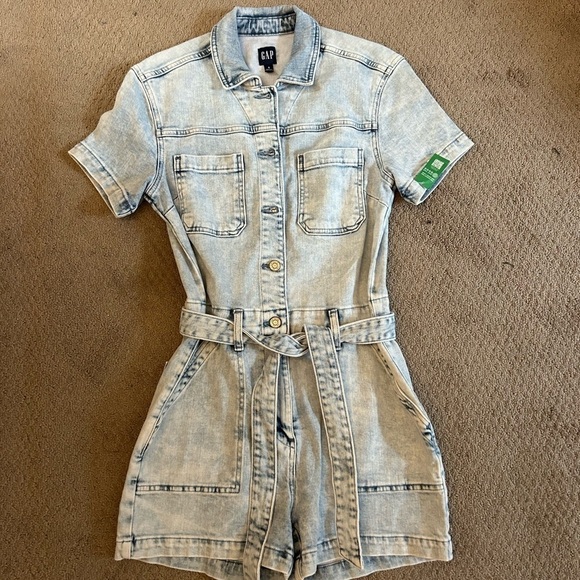GAP Pants - GAP Blue Denim One Piece Romper with Belted Waist